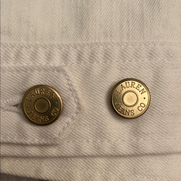 Vintage Ralph Lauren White Jean Jacket with Blue and Red beaded Aztec accent - Picture 3 of 4